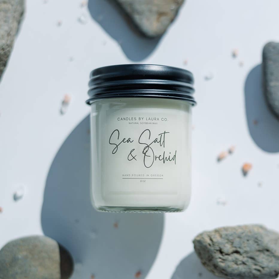 Sea Salt and Orchid Soy Jar Candle 8oz