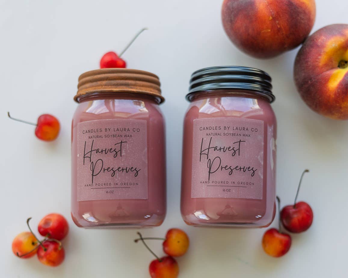 Harvest Preserves Soy Jar Candle 8 oz with Black Lid