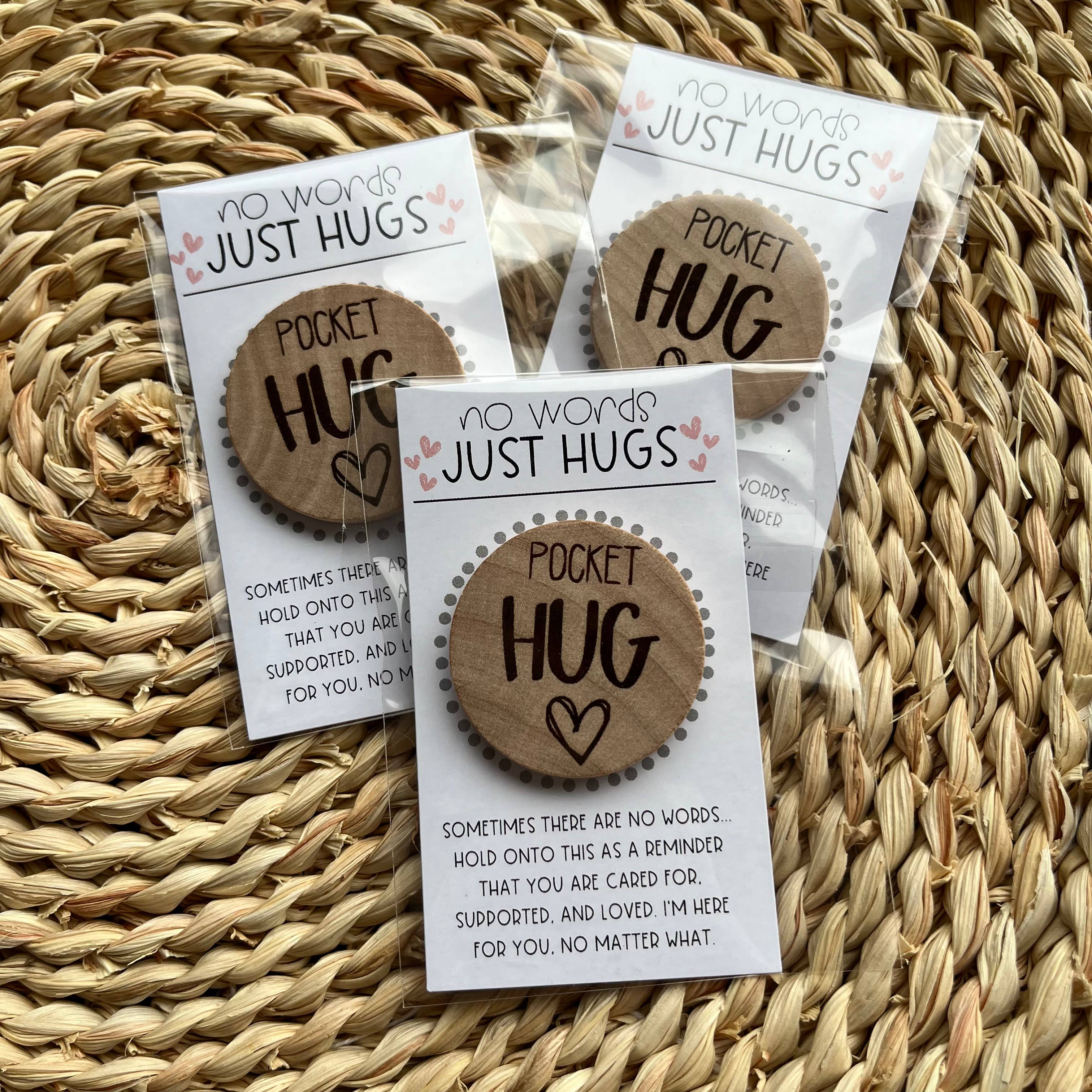 Pocket Hug "No Words Just Hugs" - Wood Engraved Token