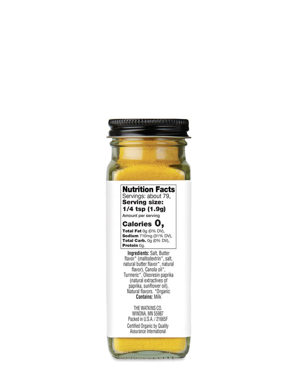 Organic Butter/Salt Popcorn Seasoning, 5.3 oz