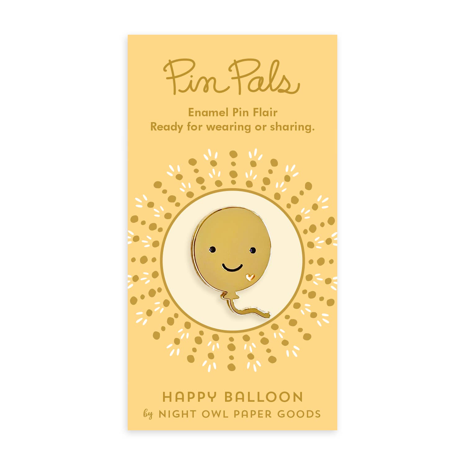 Happy Balloon Gold Enamel Pin