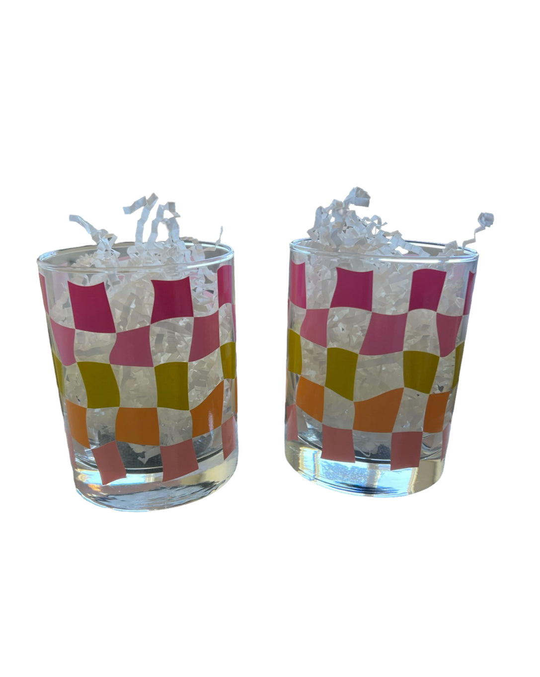 Cheers! Checkered Rock Glass Drink Set