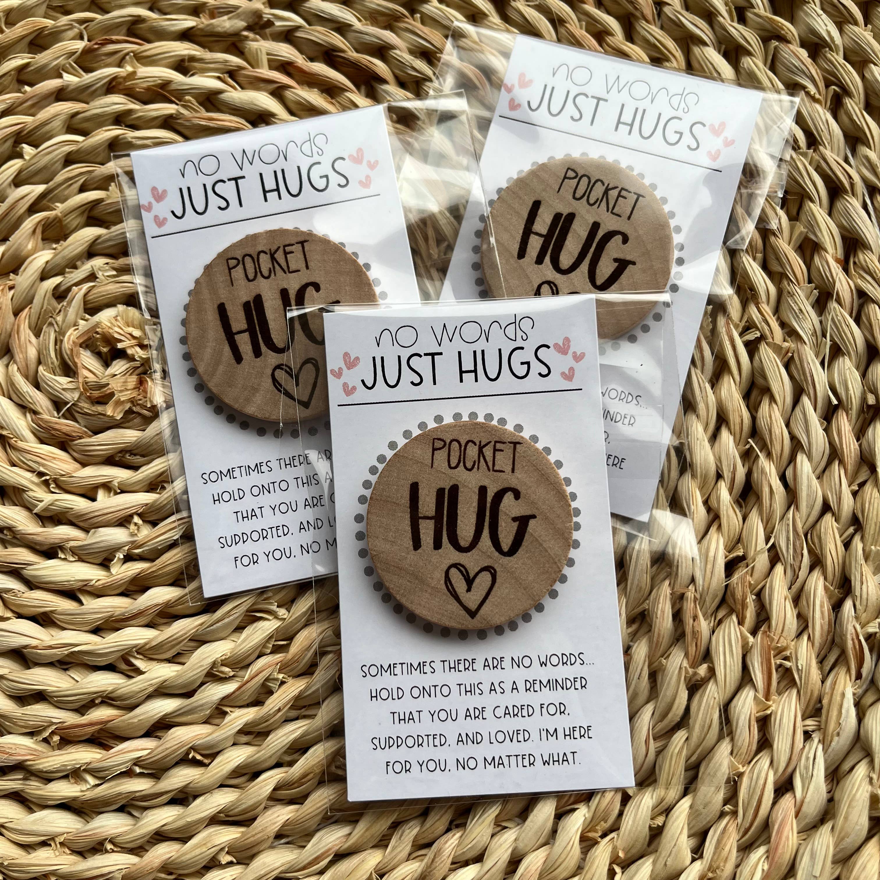 Pocket Hug "No Words Just Hugs" - Wood Engraved Token