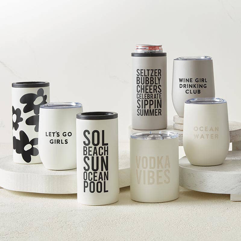 Skinny Can Cooler - Black Floral