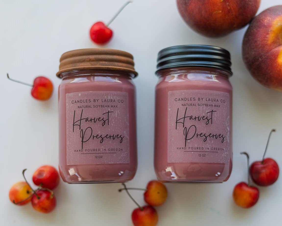 Harvest Preserves Soy Jar Candle 8 oz with Black Lid