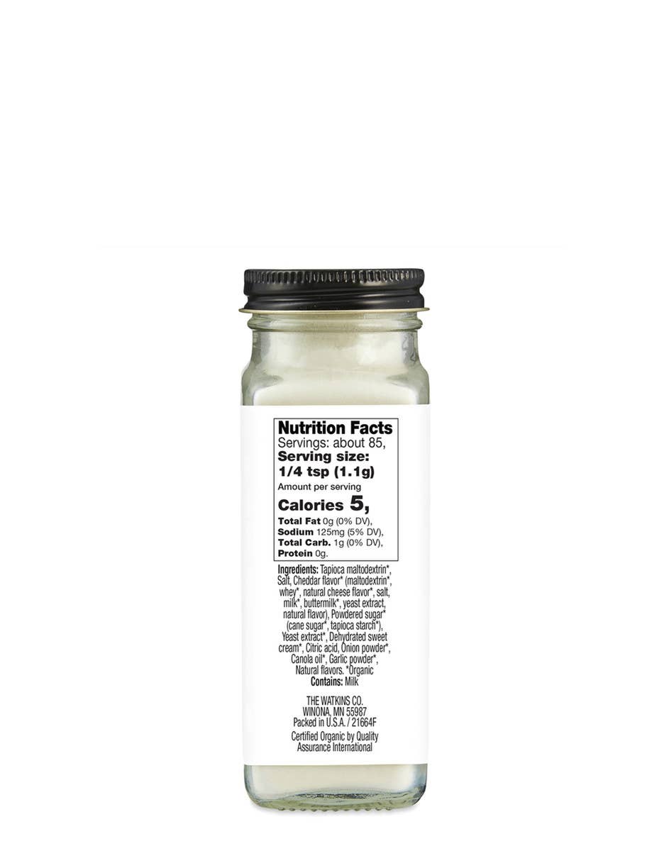 Organic White Cheddar Popcorn Seasoning, 3.3 oz