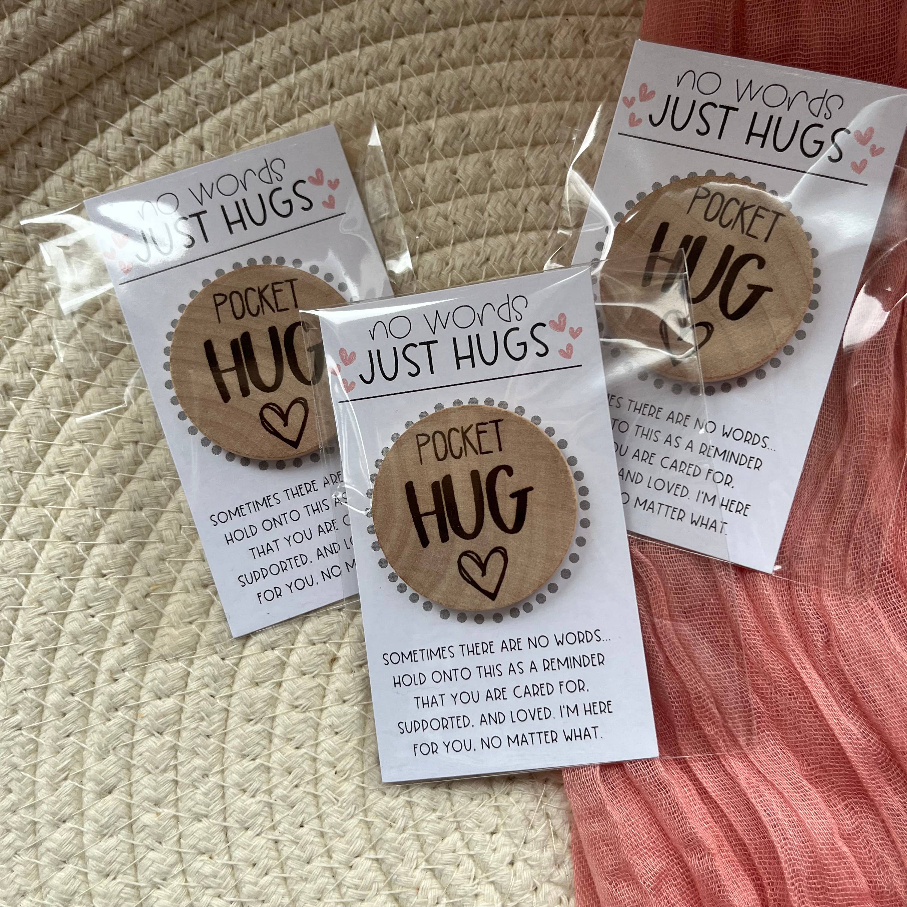 Pocket Hug "No Words Just Hugs" - Wood Engraved Token