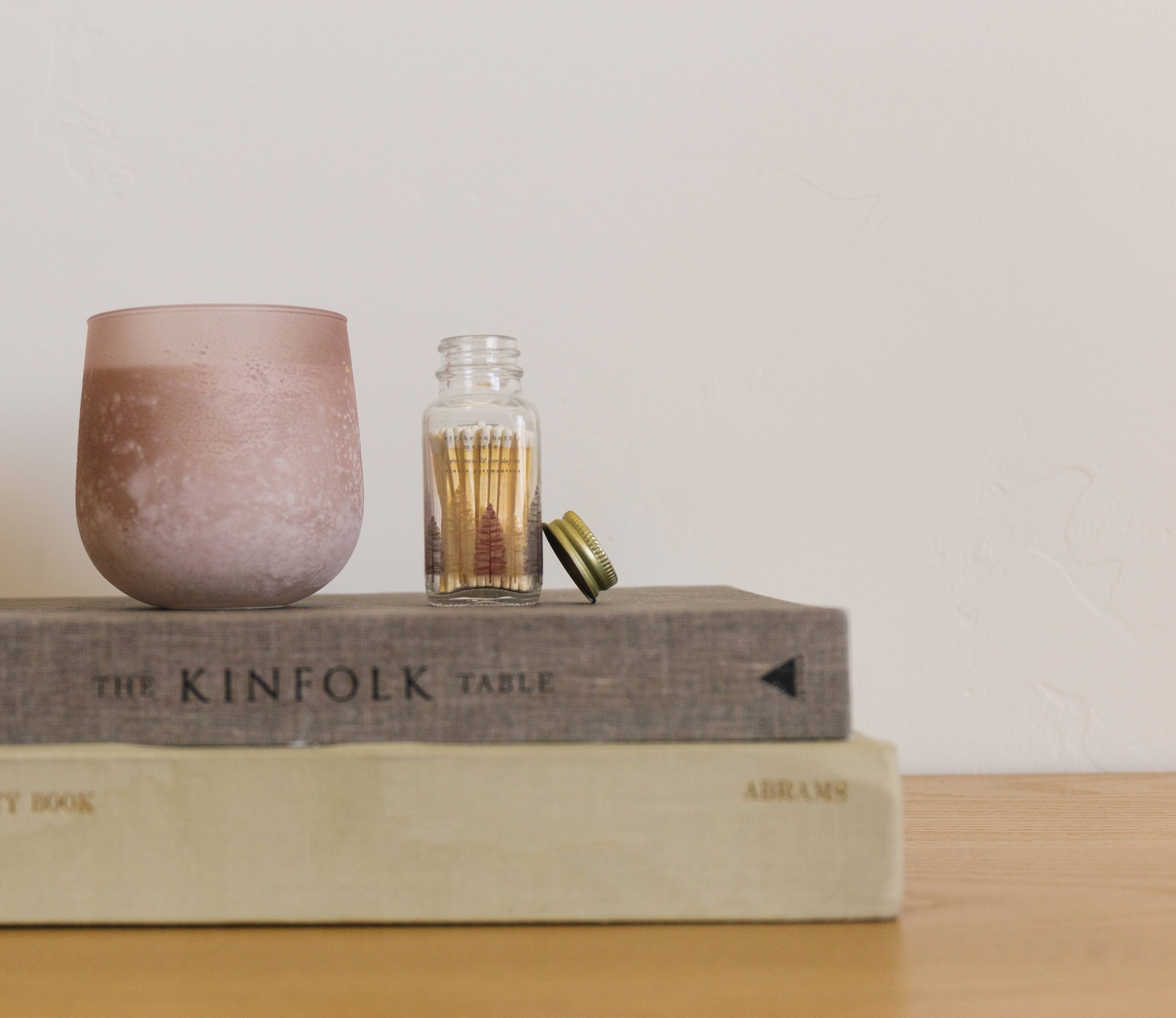 Noble Fir Trees 2" White Match Jar | Match Holder Home Decor